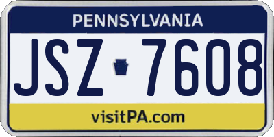 PA license plate JSZ7608
