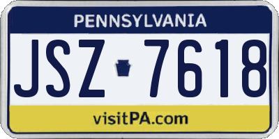 PA license plate JSZ7618