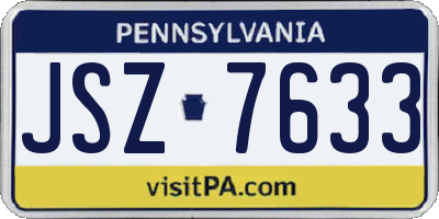 PA license plate JSZ7633