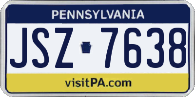 PA license plate JSZ7638