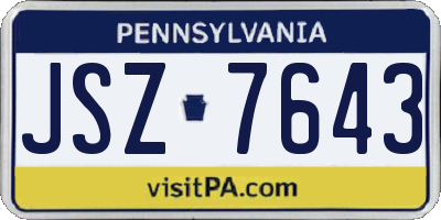 PA license plate JSZ7643