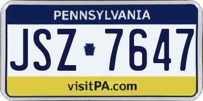 PA license plate JSZ7647