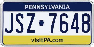 PA license plate JSZ7648