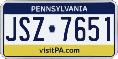 PA license plate JSZ7651