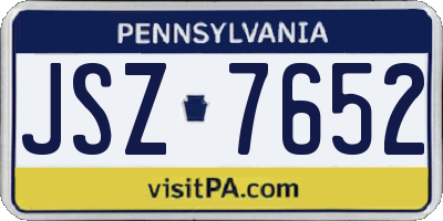 PA license plate JSZ7652