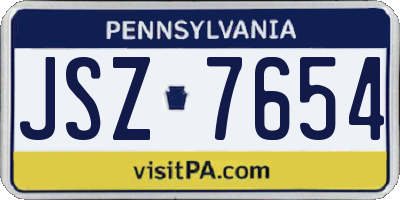 PA license plate JSZ7654