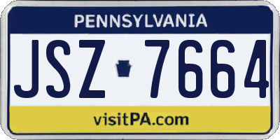 PA license plate JSZ7664