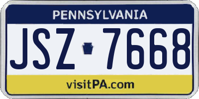 PA license plate JSZ7668