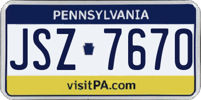 PA license plate JSZ7670