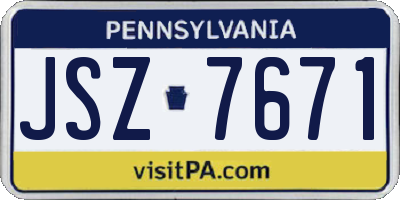PA license plate JSZ7671