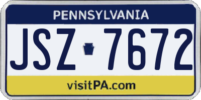 PA license plate JSZ7672