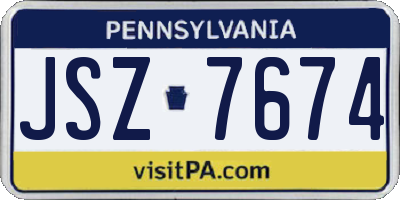 PA license plate JSZ7674