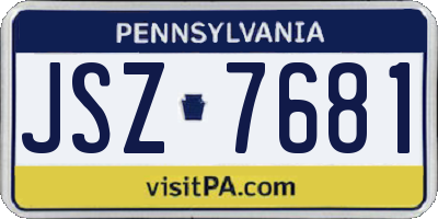 PA license plate JSZ7681