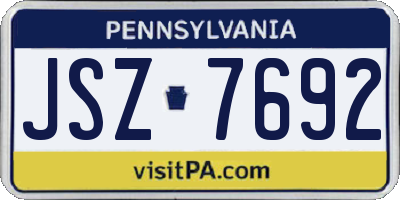 PA license plate JSZ7692