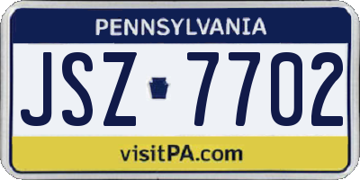 PA license plate JSZ7702
