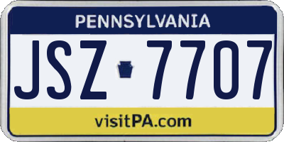 PA license plate JSZ7707