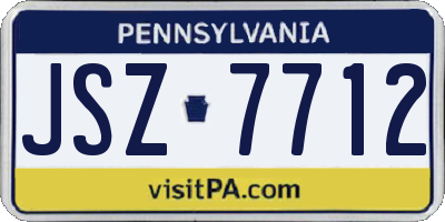 PA license plate JSZ7712