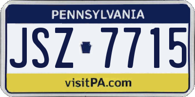 PA license plate JSZ7715