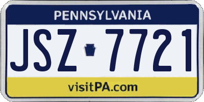 PA license plate JSZ7721