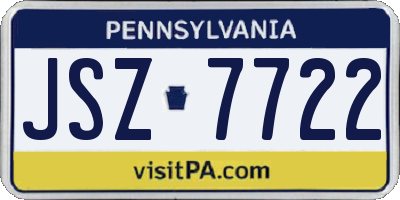 PA license plate JSZ7722