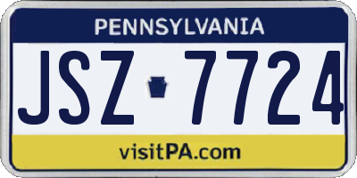 PA license plate JSZ7724