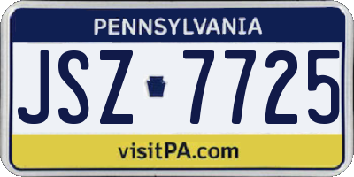 PA license plate JSZ7725