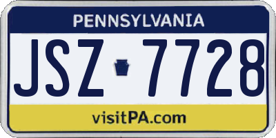 PA license plate JSZ7728