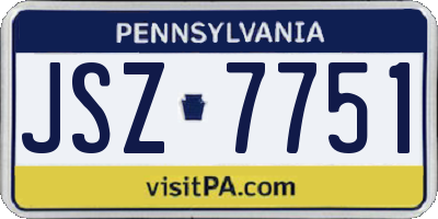 PA license plate JSZ7751