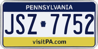 PA license plate JSZ7752