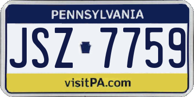 PA license plate JSZ7759