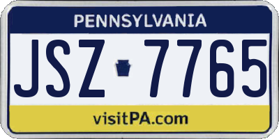 PA license plate JSZ7765