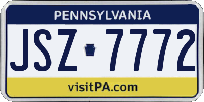 PA license plate JSZ7772