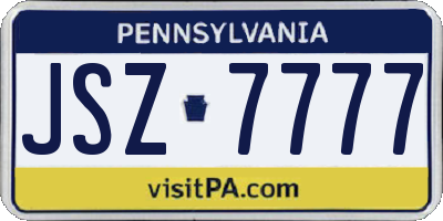 PA license plate JSZ7777