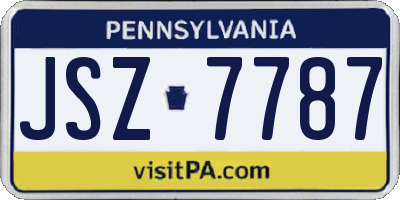 PA license plate JSZ7787
