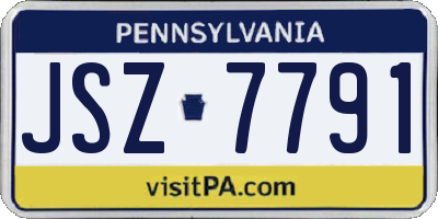PA license plate JSZ7791