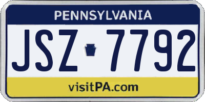 PA license plate JSZ7792