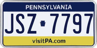 PA license plate JSZ7797