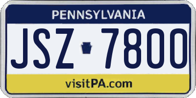 PA license plate JSZ7800
