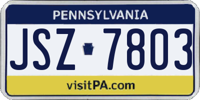 PA license plate JSZ7803