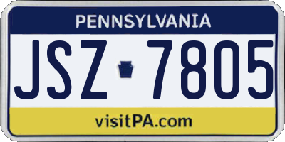PA license plate JSZ7805