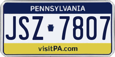 PA license plate JSZ7807
