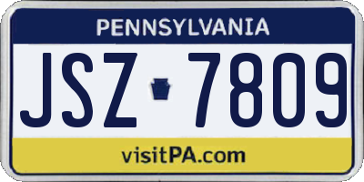 PA license plate JSZ7809