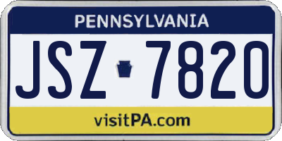 PA license plate JSZ7820