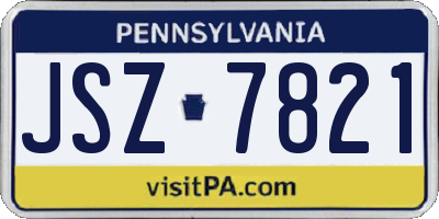 PA license plate JSZ7821