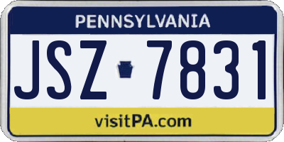 PA license plate JSZ7831
