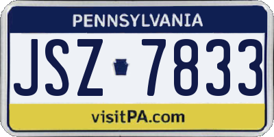 PA license plate JSZ7833