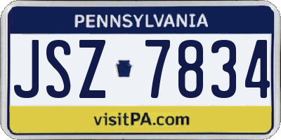 PA license plate JSZ7834