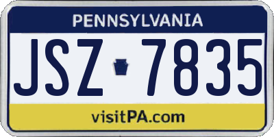 PA license plate JSZ7835