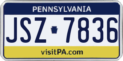 PA license plate JSZ7836