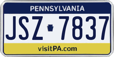 PA license plate JSZ7837